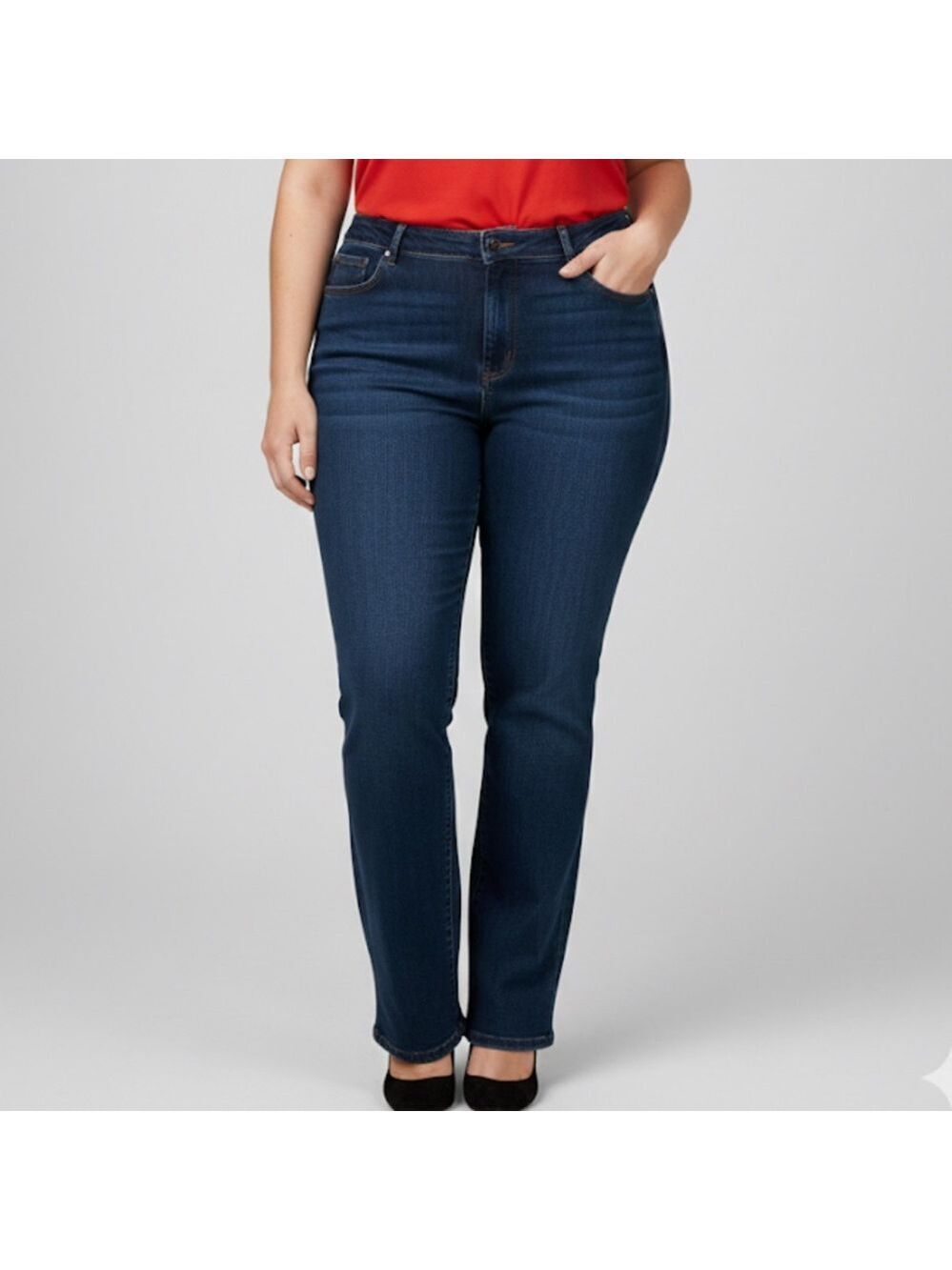 CONTRAST Dark Wash Straight Leg Jeans plus size 22